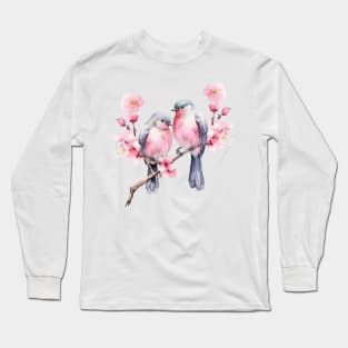 Birds on a Cherry Branch Long Sleeve T-Shirt